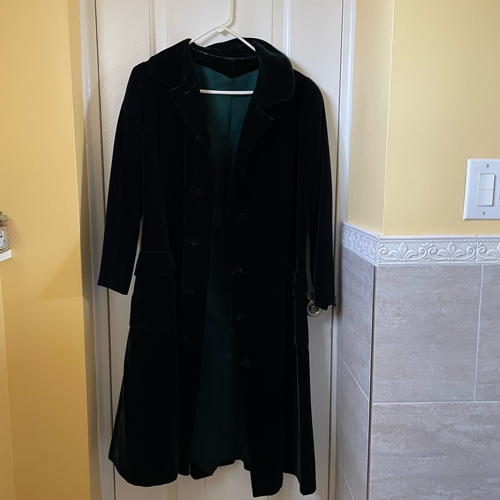 Vintage 1940s Green Velvet Evening Coat